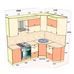 Corner modular kitchens photos with dimensions