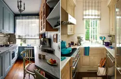 Design of a narrow kitchen with a 2 by 4 window