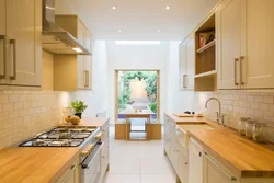 Design of a narrow kitchen with a 2 by 4 window
