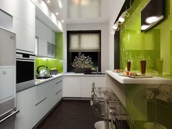 Design of a narrow kitchen with a 2 by 4 window