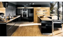 Black kitchens with wood interior photos