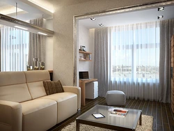Living Room Interior With Two Windows 18 Sq.M.