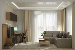 Living Room Interior With Two Windows 18 Sq.M.
