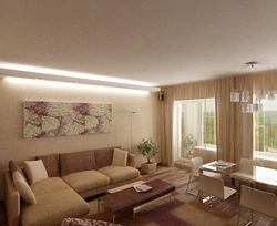 Living room interior with two windows 18 sq.m.
