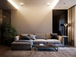 Gypsum panels in the living room interior