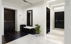 Light hallway interior with dark doors