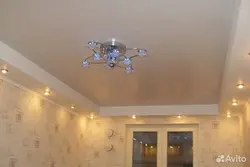 Photos of suspended single-level ceilings in apartments