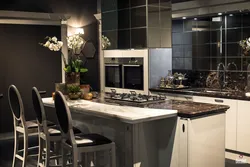 Marble color in the kitchen interior