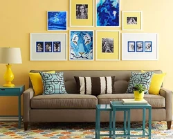 Blue and yellow in the living room interior