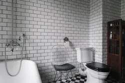 White brick bathroom interior