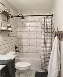 White brick bathroom interior