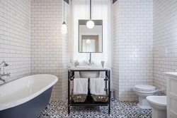 White brick bathroom interior