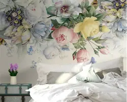 Bedroom design flowers on the wall