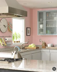 Kitchen Interior With Pink Walls