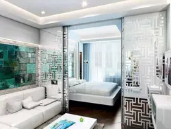 Interior of living room and bedroom in one 14 sq m