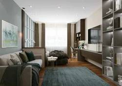 Interior of living room and bedroom in one 14 sq m