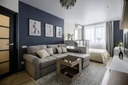Interior of living room and bedroom in one 14 sq m