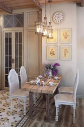 Люстраҳо барои ошхона дар услуби Provence дар акси дохилӣ