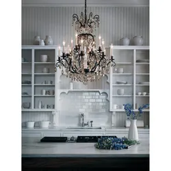 Chandeliers for the kitchen in Provence style in the interior photo