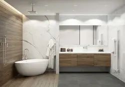 Bathroom with wood design photo