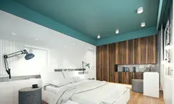 Matte white stretch ceiling in the bedroom photo