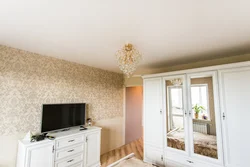 Matte White Stretch Ceiling In The Bedroom Photo