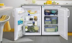 Built-In Refrigerator In A Small Kitchen Photo