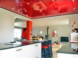 Photo Of Red Suspended Ceiling In The Kitchen