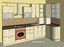 Дизайн кухни с коробом справа