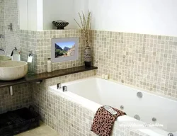 Bathroom design wall along the bathtub