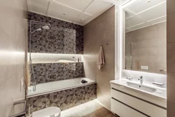 Bathroom design wall along the bathtub