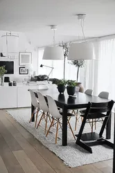 Kitchen interior with black table and chairs photo