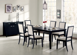 Kitchen interior with black table and chairs photo