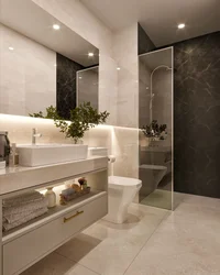 L shaped bathroom interior