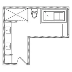 L shaped bathroom interior