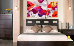 Paintings Above The Headboard In The Bedroom Photo