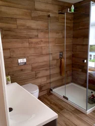 Bathroom in a wooden house photo with shower
