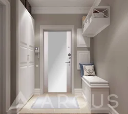 Entrance door with mirror in the hallway interior