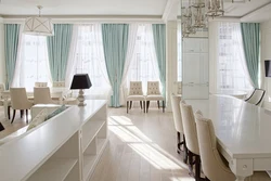 Ас үйдің интерьеріндегі жалбыз перделері фото