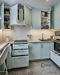 Interior Of A Bright Kitchen With A Bar Counter