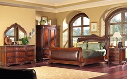 Wooden furniture in the living room interior photo