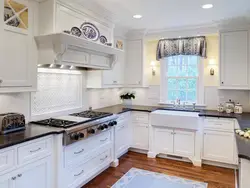 Kitchen interior stove by the window
