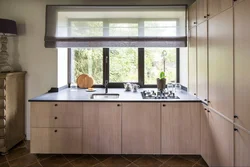 Kitchen interior stove by the window