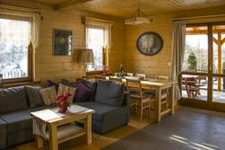 Interior Of Wooden Kitchen Living Room
