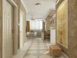 Interior wallpaper in the kitchen hallway