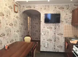 Interior wallpaper in the kitchen hallway
