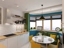 Kitchen design 13 meters with bay window