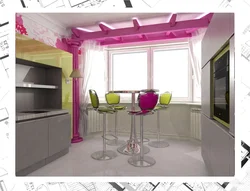 Kitchen design 13 meters with bay window