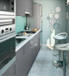 Small kitchen in white and gray tones photo