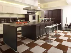 Дизайн Кухни Коричневая Плитка На Полу